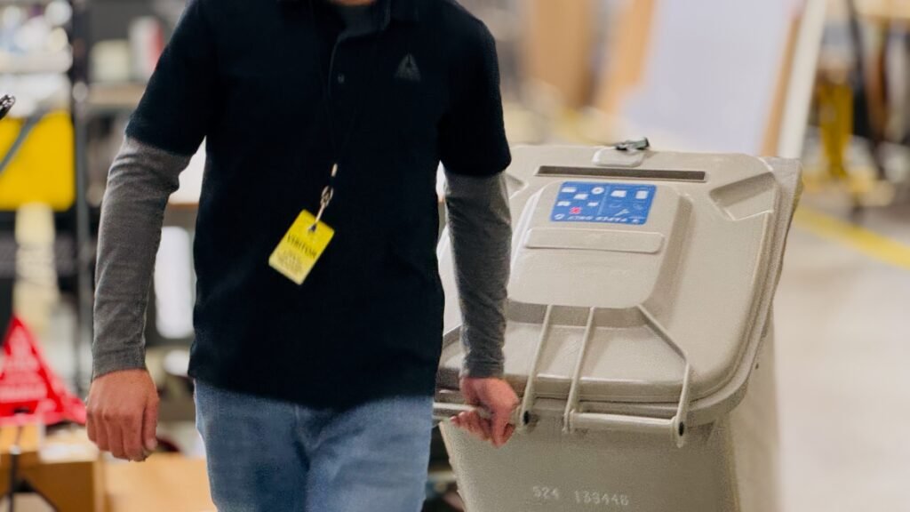 man helping with recurring shredding services